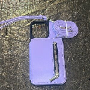 Purple Phone Case with Strap and Zipper